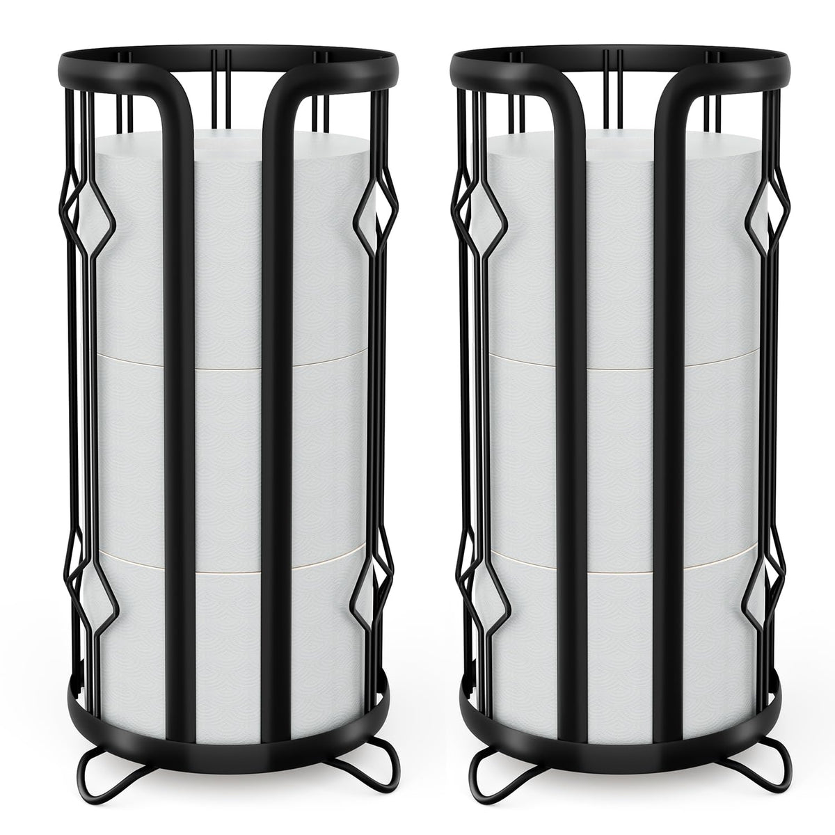 Epicano Toilet Paper Holder Stand,Freestanding Toilet Paper Storage,Black