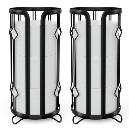 Epicano Toilet Paper Holder Stand,Freestanding Toilet Paper Storage,Black