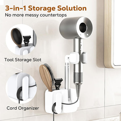 MoKo Hair Dryer Holder Wall Mounted, Hands Free Blow Dryer Holder