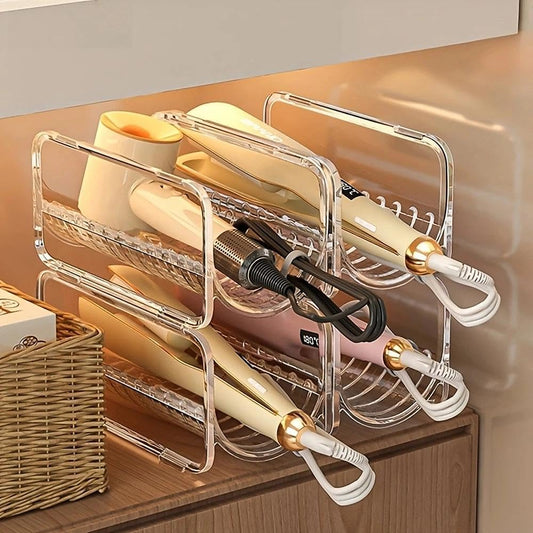 Stackable Water Bottle Organizer Holder, Hair Curling Iron Storage Rack