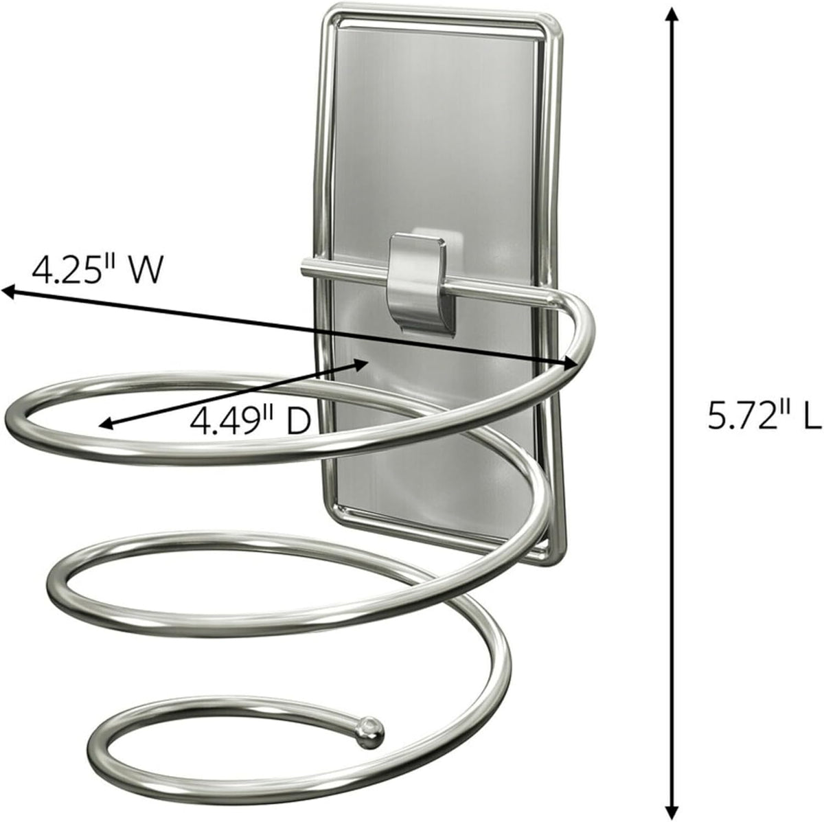 Command Hair Dryer Holder, Satin Nickel, 1 Dryer Holder, 2 Water Resistant Strips, Damage-Free Bathroom Organization and Decor