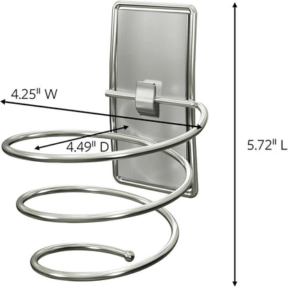 Command Hair Dryer Holder, Satin Nickel, 1 Dryer Holder, 2 Water Resistant Strips, Damage-Free Bathroom Organization and Decor