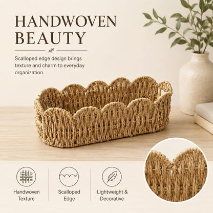 Scalloped Toilet Tank Basket, Back of Toilet Paper Basket