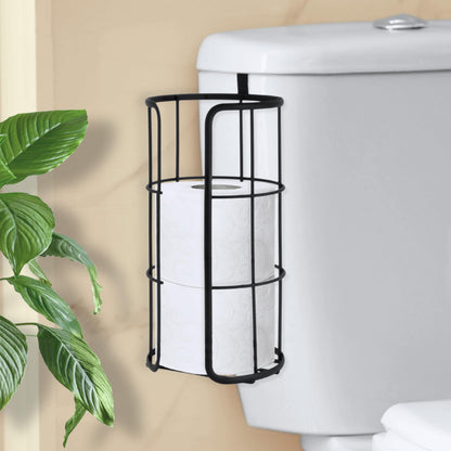 BROOKSTONE Over the Toilet Paper Holder Reserve - Toilet Paper Holder with Storage, Bathroom Toilet Paper Organizer, Metal Toilet Paper Roll Holder Fits Any Size Rolls - Matte White