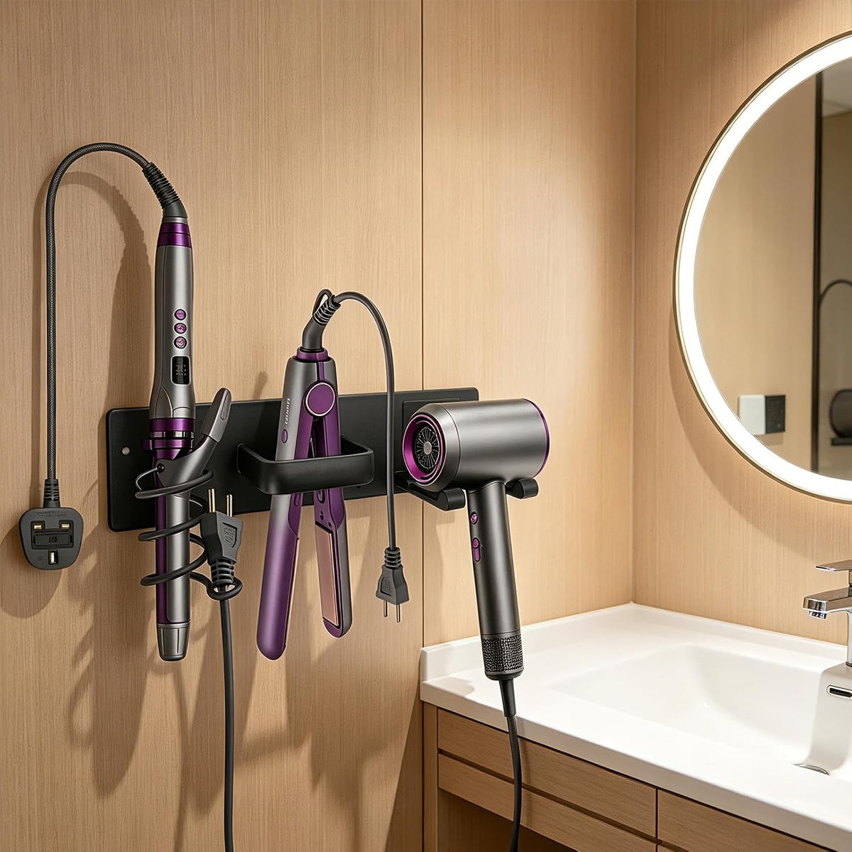 Hair Dryer Holder Wall Mount, Easy Assemble Hair Tool Organizer
