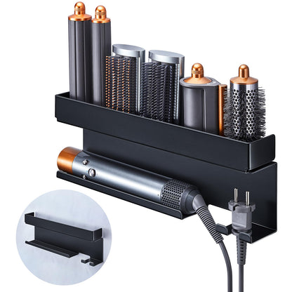 Storage Hair Dryer Holder for Curling Iron Accessories, Hair Tool Organizer Wall Mount, Curling Iron Holder Organizer, Bathroom Hair Straightener Holder Stand for Styler Attachments Organizer, Black