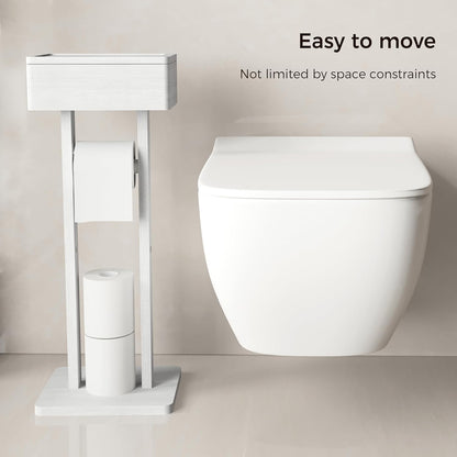 Wealone 4-in-1 White Toilet Paper Holder Stand with Storage Shelf Box