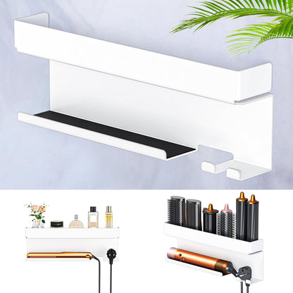 Blow Dryer Holder Wall Mounted Hair Straightener Holder, Blow Dryer and Curling Iron Holder for 7 in 1 Styler Attachments, Hair Dryer Holder, Bathroom Hair Tools Organizer (Black)