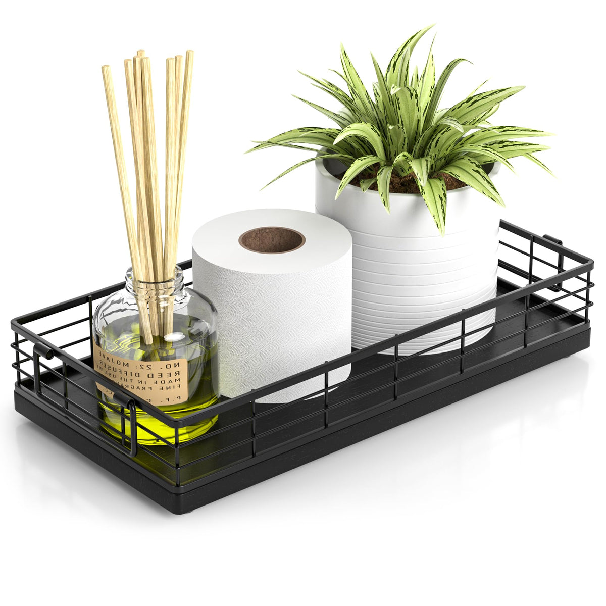 Toilet Paper Basket, 13 Inch Bathroom Toilet Tank Basket with Handles White