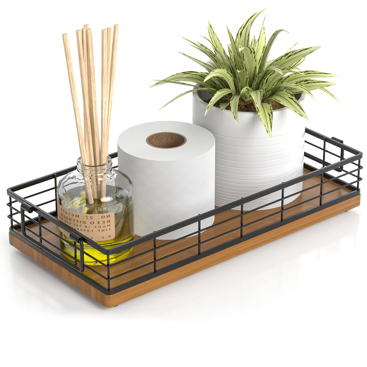 Toilet Paper Basket, 13 Inch Bathroom Toilet Tank Basket with Handles White