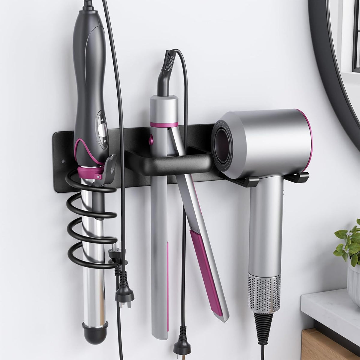 Tindbea Hair Dryer Holder Wall Mount Aluminum Alloy Hot Tools Organizer