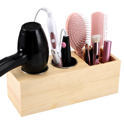 Hair Dryer Holder and Tool Organizer, Wood, Black