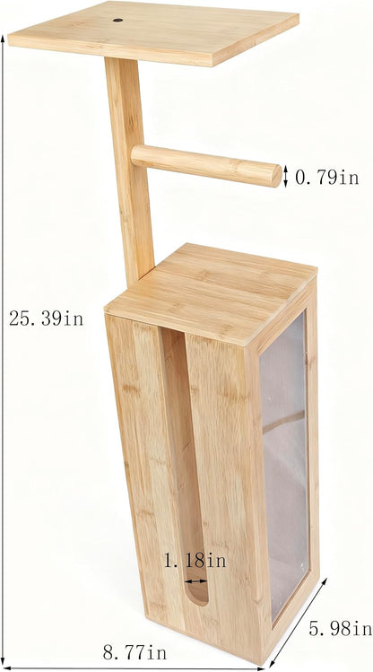 Toilet Paper Holder Stand - Storage Stand,Holds 3 Rolls Toilet Paper Storage with Lid,with Free Standing Toilet Paper Holder and Top Shelf for Kitchen, Pantry,Toilet and Bathroom (Natural Bamboo)