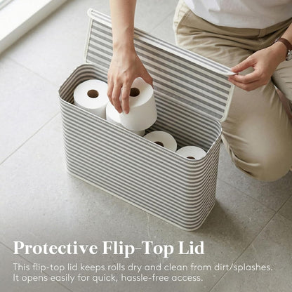 Lifewit 22L Bathroom Toilet Paper Storage Basket with Lid, Gray