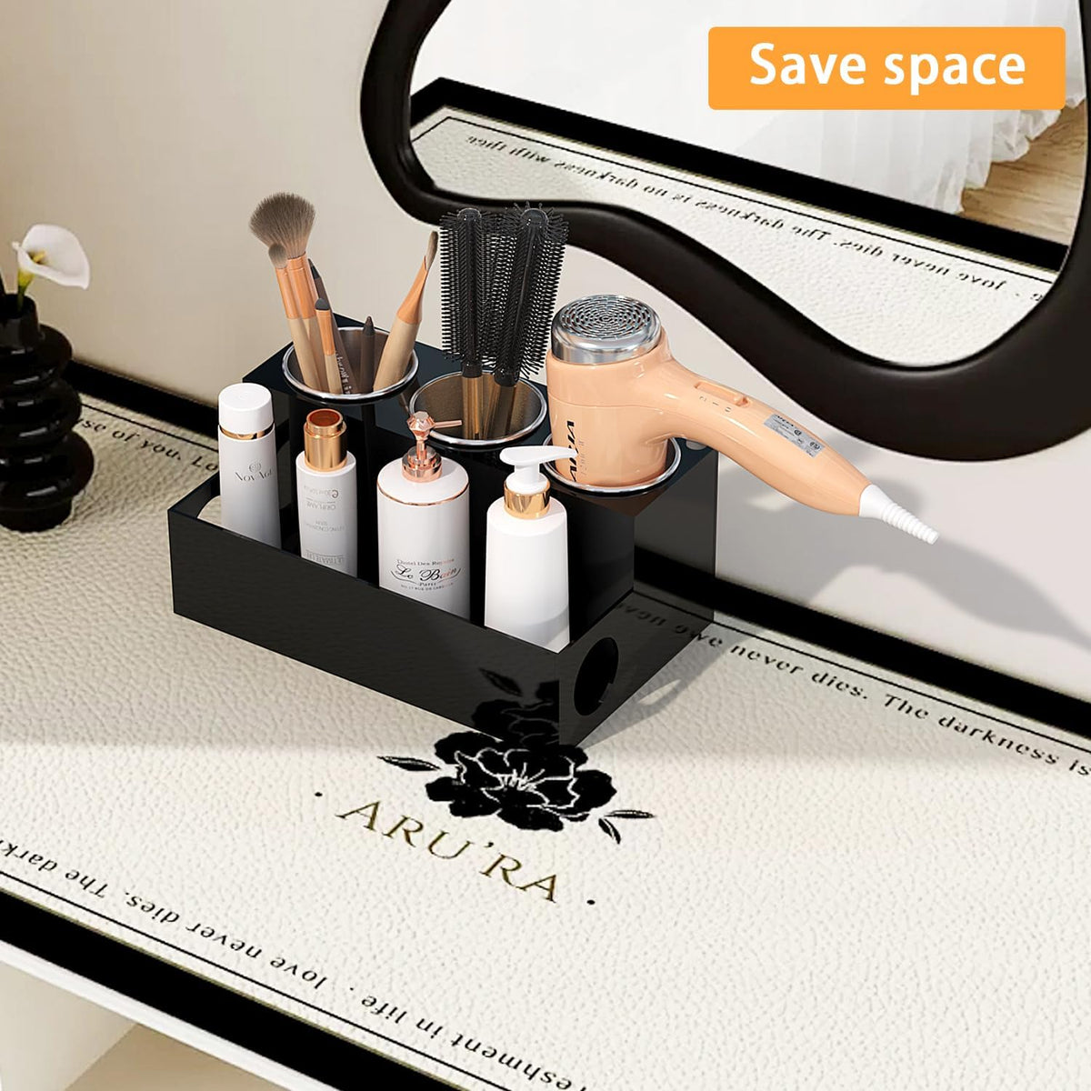 Hair Tool Organizer, Black Acrylic Hair Dryer Holder