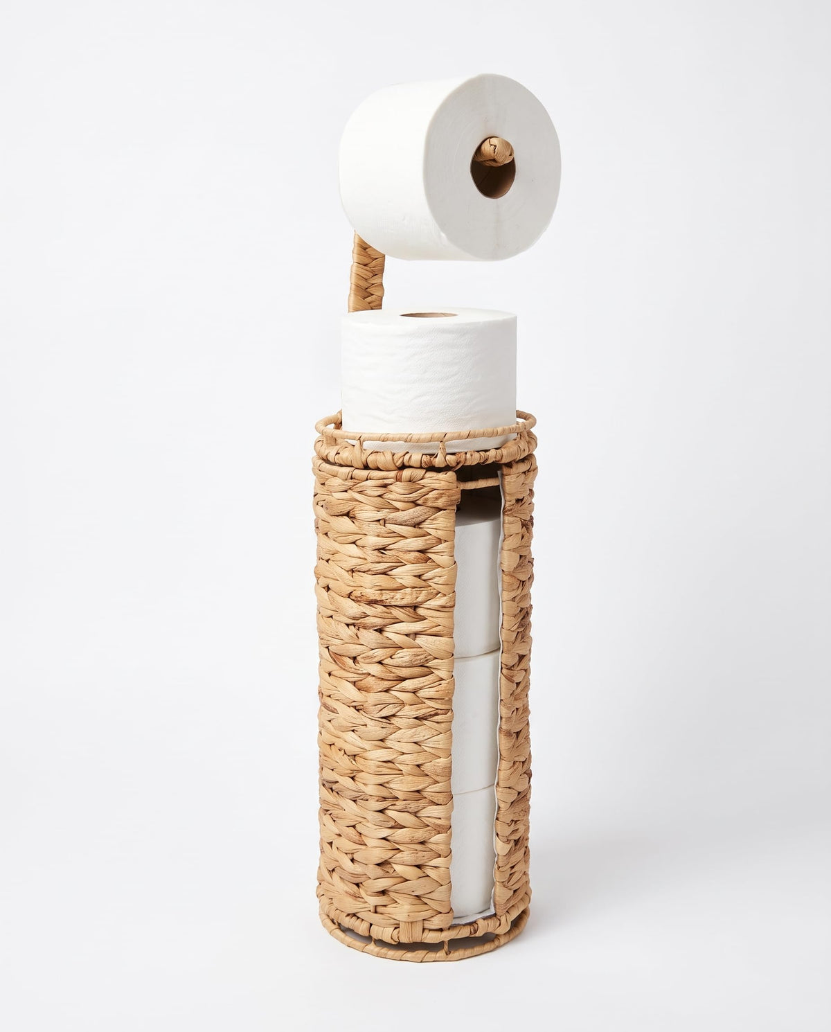 Extra Toilet Paper Storage with Lid and Liner Holds 3-4 MEGA Rolls, Water Hyacinth Ratten Toilet Paper Holder Free Stand Decorative Boho Covered Enclosed Tissue Organizer for Bathroom