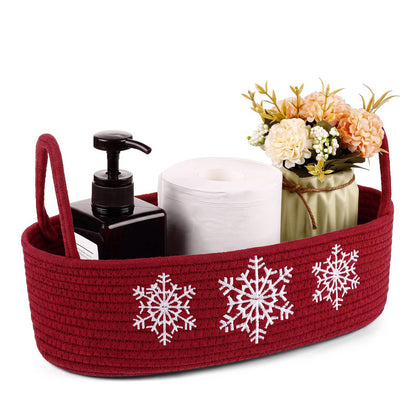 Vesici Eucalyptus Toilet Paper Storage Basket with Handles, Cotton Rope