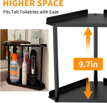 Jesginboo 2 Tier Bathroom Counter Organizer, Vanity Organizer Corner Shelf