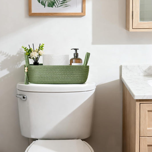 Mkono Toilet Paper Basket, Boho Bathroom Decor, Small Storage Organizer