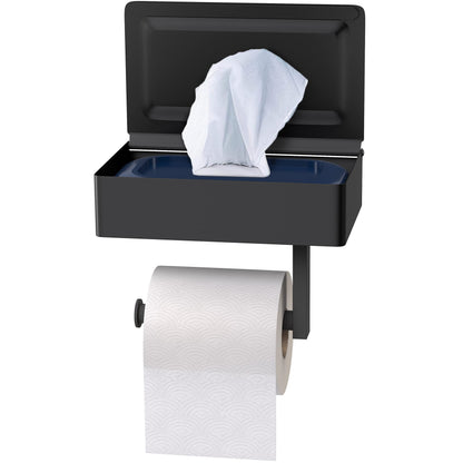 Brushed Nickel Toilet Paper Holder Wall Mounted with Shelf & Wipes Storage – Stainless Steel SUS304 Modern Toilet Tissue Roll Holder for Bathroom, Kitchen – Adhesive and Screw Installation