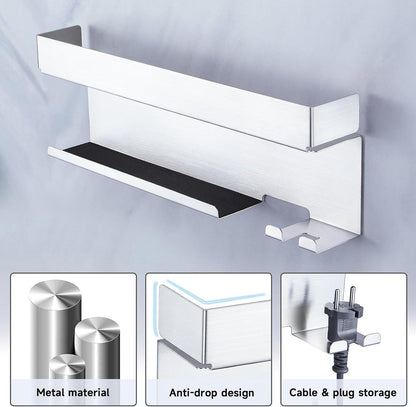 Storage Hair Dryer Holder for Curling Iron Wands Accessories, Hair Straightener Holder, Wall Mount Hair Tool Organizer for Styler Attachments, Curling Iron Holder Organizer for Bathroom, Silver