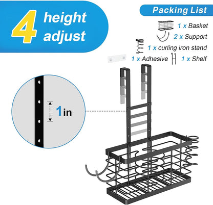 Sevenblue 2026 Upgraded 3-in-1 Universal Hair Tool Organizer, L Size, Black