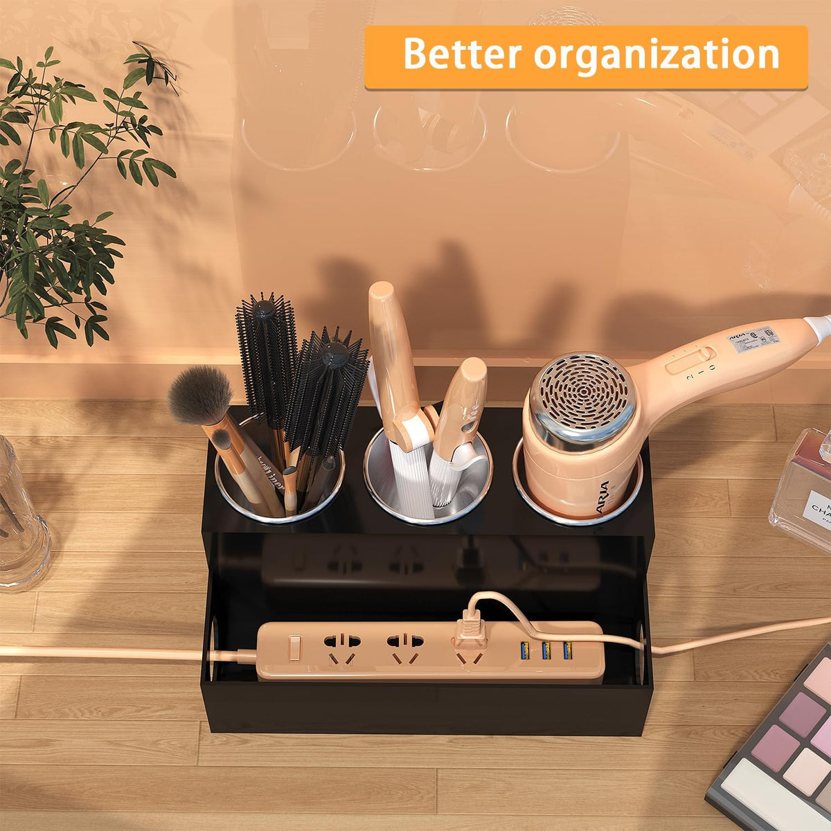 Hair Tool Organizer, Black Acrylic Hair Dryer Holder