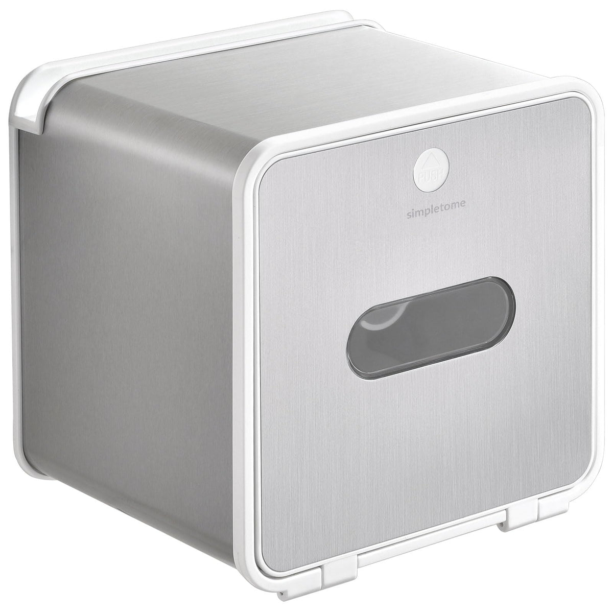 simpletome Toilet Paper Holder Wall Mount with Shelf Waterproof Adhesive or Drilling Install (White, ABS Plastic)