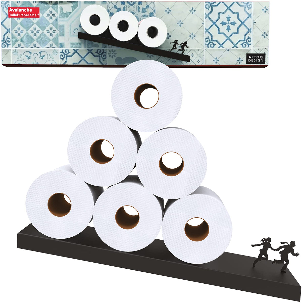 Funny Toilet Paper Holder Floating Wall Shelf - Avalanche Design