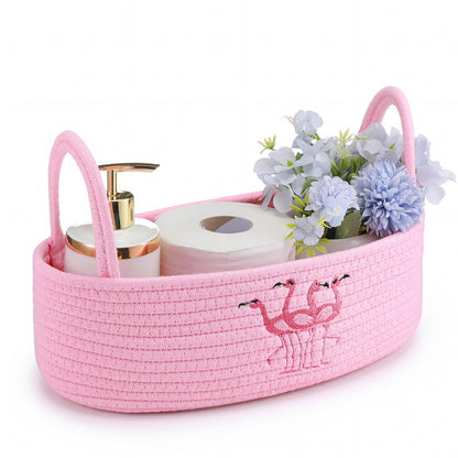 Vesici Eucalyptus Toilet Paper Storage Basket with Handles, Cotton Rope