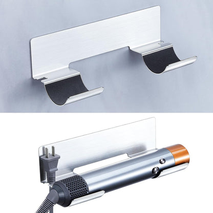 1PC Hair Straightener Holder Wall Mount Curling Iron Holder, Hair Dryer Holders for Wands & Styler Attachments, Flat Iron Holders Adhesive Hair Tool Organizer Vanity Bath Hair Tool Holder, Silver