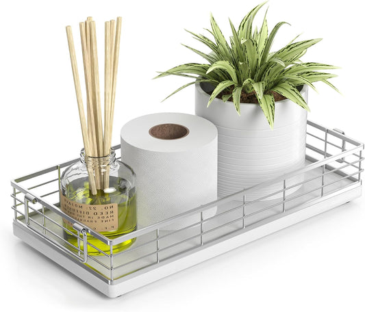 Toilet Paper Basket, 13 Inch Bathroom Toilet Tank Basket with Handles White