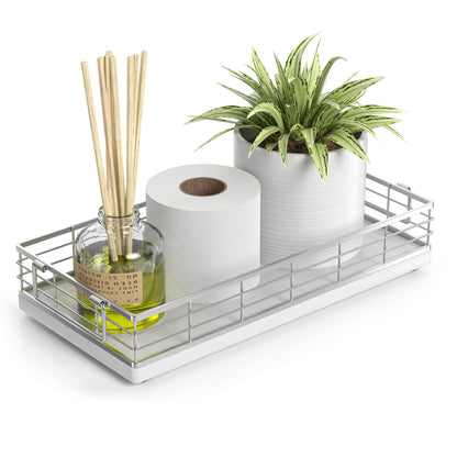 Toilet Paper Basket, 13 Inch Bathroom Toilet Tank Basket with Handles White