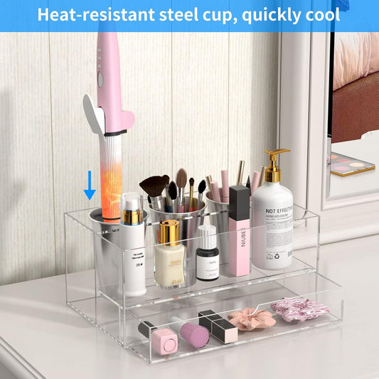 NIUBEE Acrylic Hair Tool Organizer with Drawer, Hair Dryer Holder Organizer