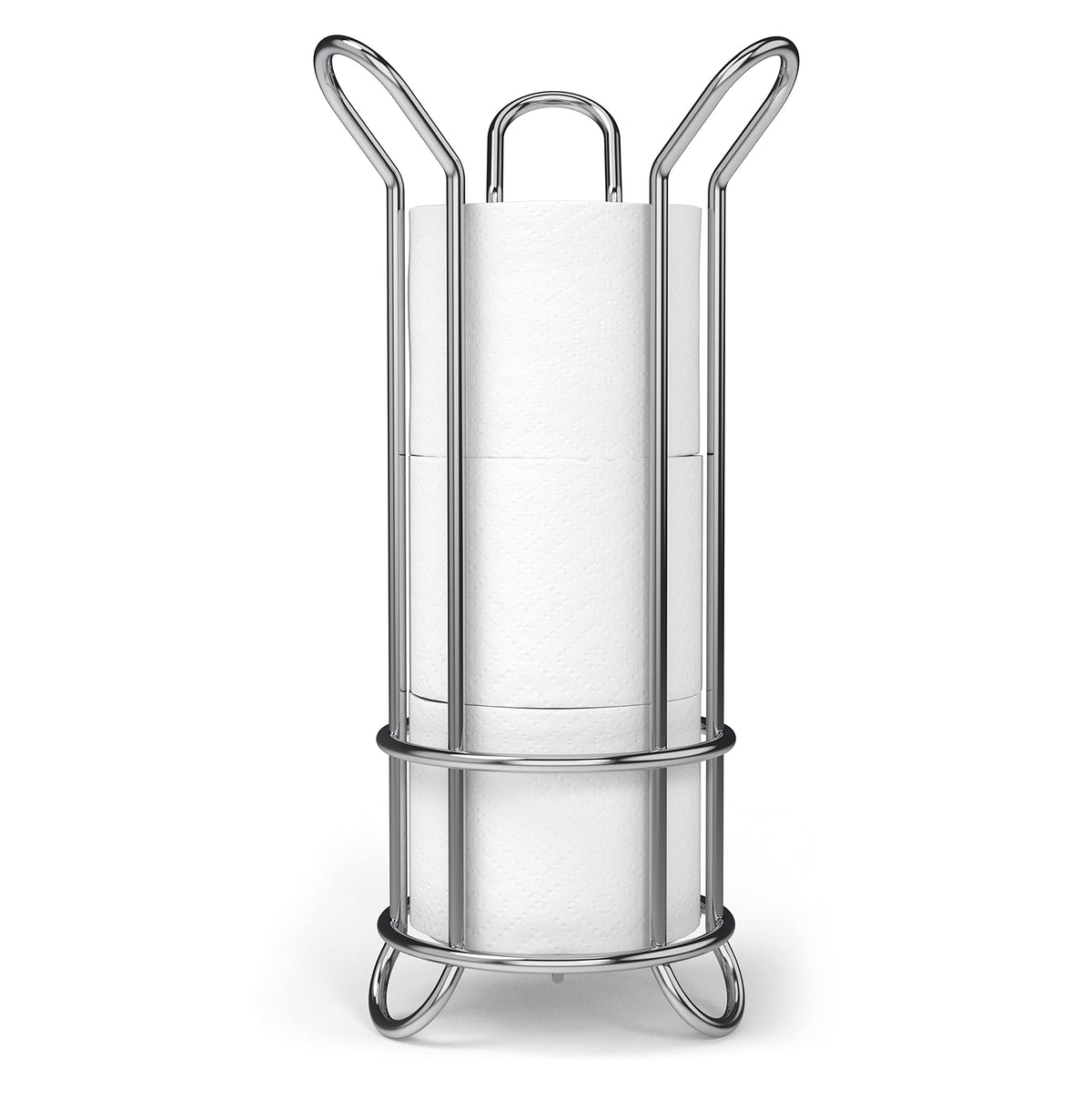 BROOKSTONE Over the Toilet Paper Holder Reserve - Toilet Paper Holder with Storage, Bathroom Toilet Paper Organizer, Metal Toilet Paper Roll Holder Fits Any Size Rolls - Matte White