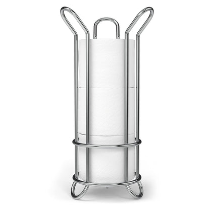 BROOKSTONE Over the Toilet Paper Holder Reserve - Toilet Paper Holder with Storage, Bathroom Toilet Paper Organizer, Metal Toilet Paper Roll Holder Fits Any Size Rolls - Matte White
