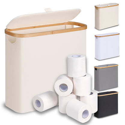 efluky Toilet Paper Basket 28L, Toilet Paper Holder with Lid for Bathroom, Free Standing Storage Organizer Holds Up to 9-12 Rolls (White, 1)