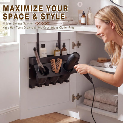 Domensi Hair Tool Organizer Wall Mount Hair Dryer Holder for Cabinet Door