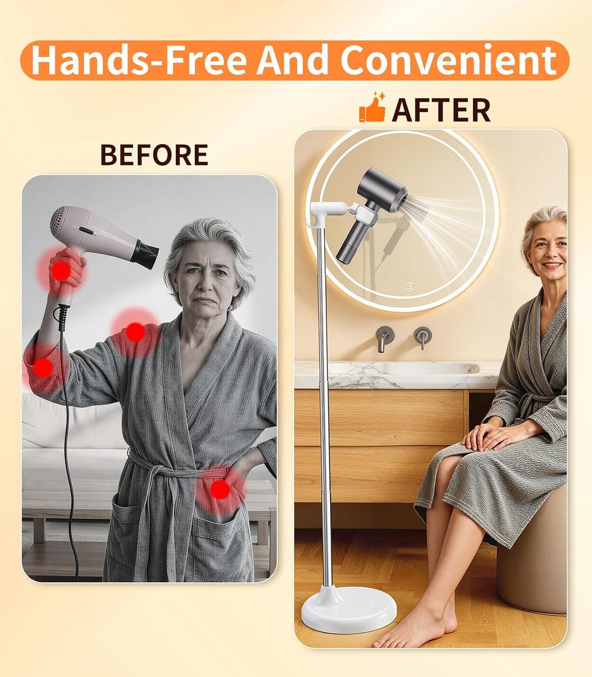 Hands Free Hair Dryer Stand for Bathroom & Pet Grooming,Height Adjustable