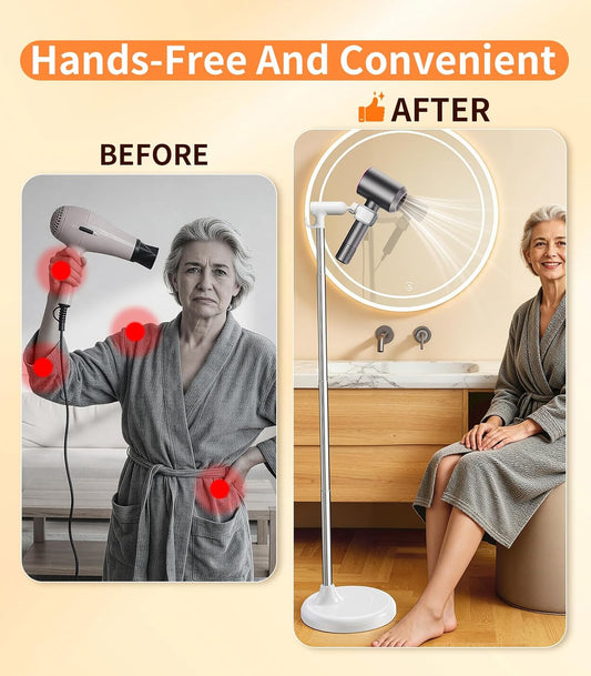 Hands Free Hair Dryer Stand for Bathroom & Pet Grooming,Height Adjustable
