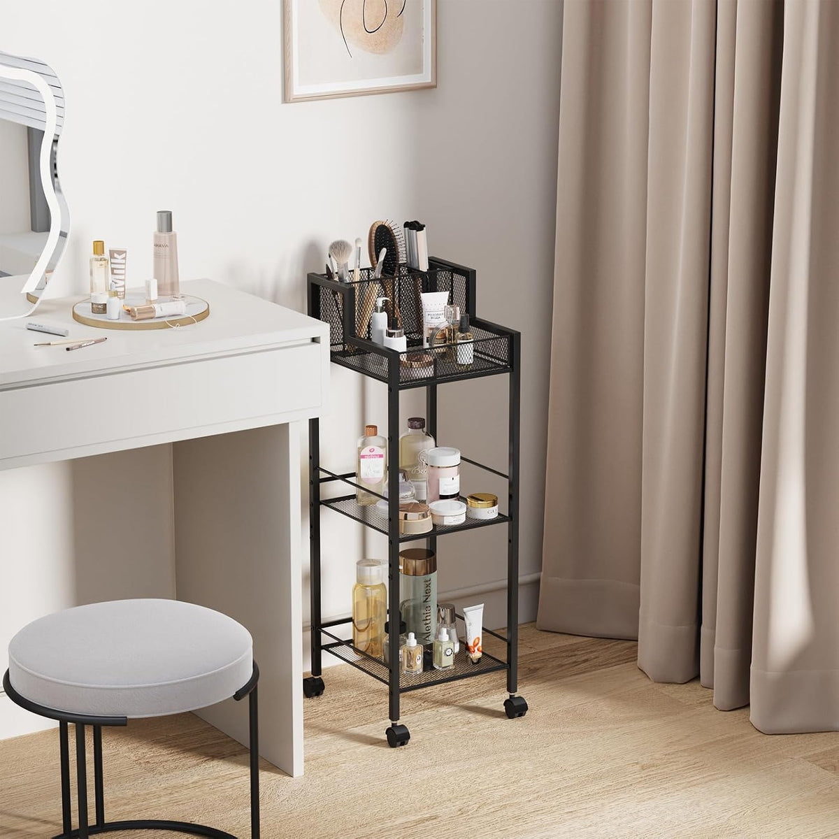 VITVITI Metal Hair Tool Organizer Shelf, Bathroom Storage Shelf Cart, Black