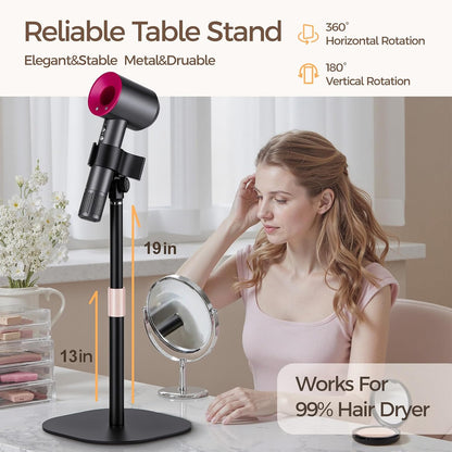 Hair Dryer Stand Holder-19 inch Ultra Stable Countertop Blow Dryer Stand