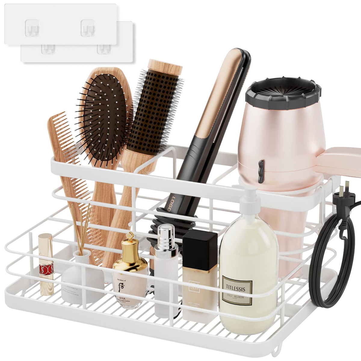 VITVITI Metal Hair Tool Organizer Shelf, Bathroom Storage Shelf Cart, Black