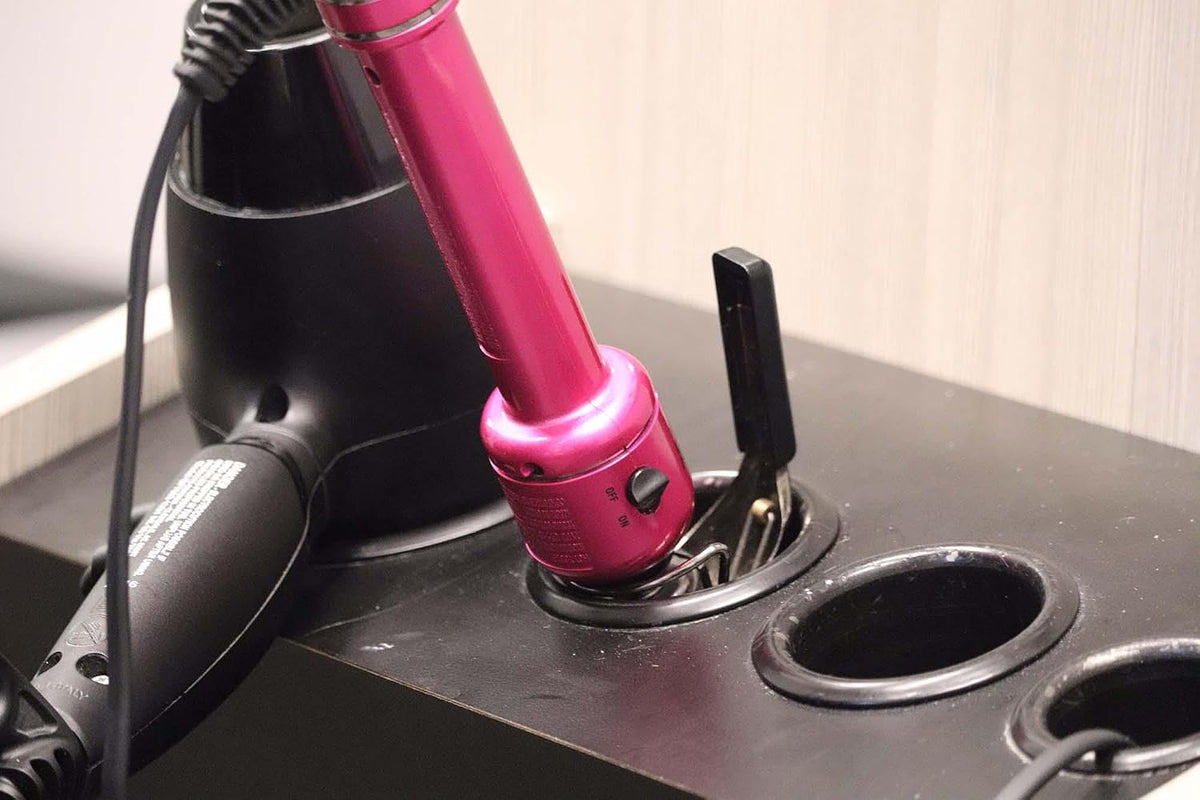 OUTWATER Premium Salon Appliance Stainless Steel Holder Package - 3" Blow Dryer Ring, 2" Curling Iron Ring, and Flat Iron Organizer Set