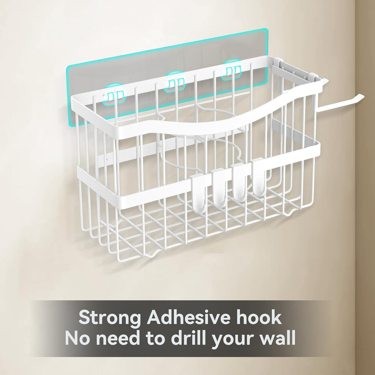 Dailyart 3-in-1 Hair Tool Organizer for Hair Dryer, Bathroom, White