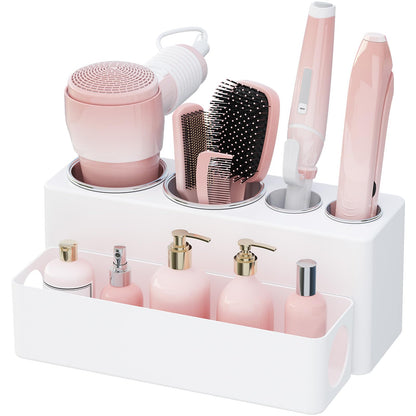 Lifewit Hair Tool Organizer Dryer Holder Countertop with 3 Cups, White