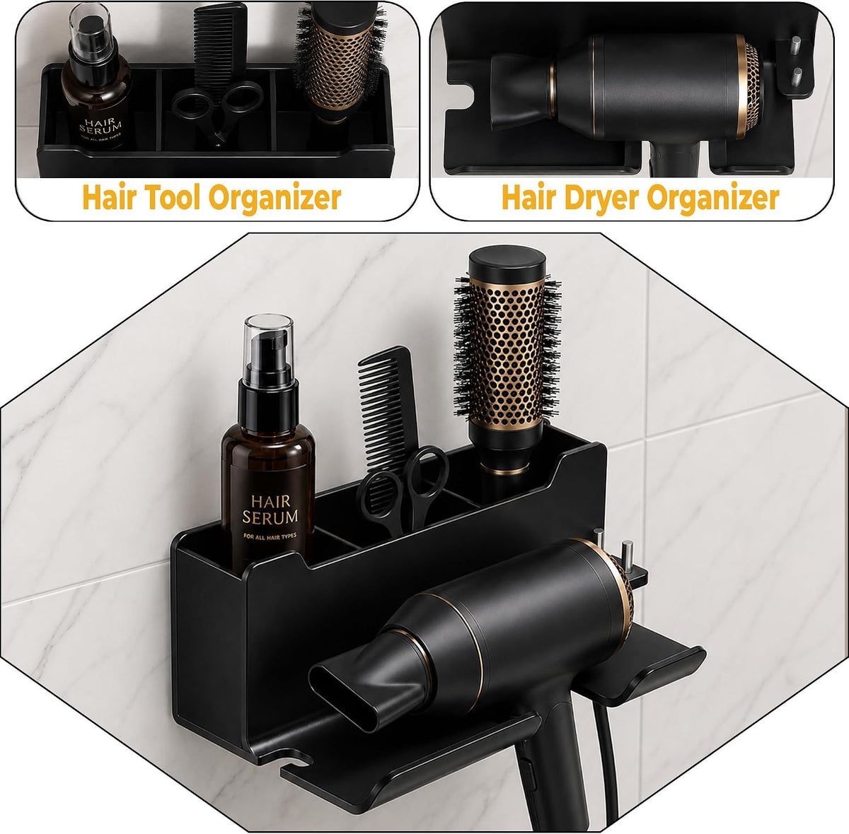 Hair Dryer Holder Wall Mounted, Blow Dryer Holder, Hair Tool Organizer