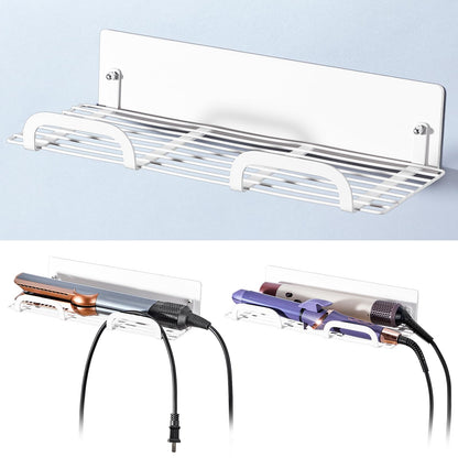 Straighteners Holder Wall Mounted Metal Hair Dryer Holder for Curling Wands Accessories Adhesive Curling Iron Holder Hair Tool Organizer for Vanity Bathroom Barber Shops (Black)