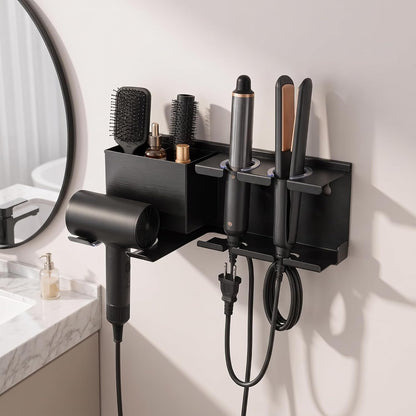 Hair Dryer Holder Wall Mounted, Include Adhesive Strip and Screw Mounting Kits, Hair Tool Organizer Wall Mount for Bathroom, Universal Hair Dryer Holder Rack Storage for Blow Dryer, Curling Iron