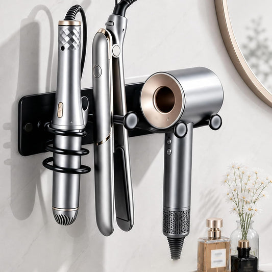 YIGII Hair Dryer Holder Wall Mount, 3-in-1 Organizer for Bathroom